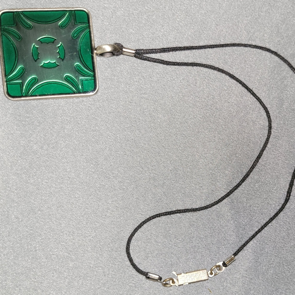 Green Square Fancy Blade Epoxy Necklace